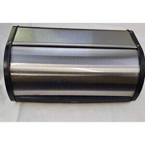 Brabantia Roll Top Bread Box Brushed Stainless Steel Black Kitchen Storage Bin